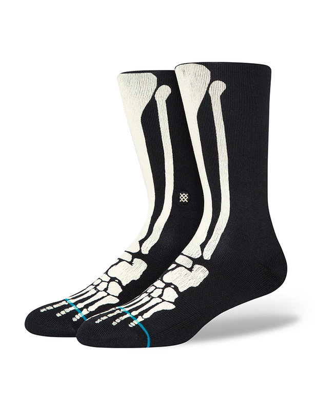 Stance Tagessocke Crew Bonez Infiknit (Knochen) schwarz - 1 Paar